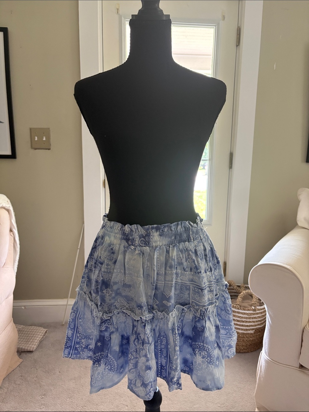 Ocean Drive Blue Tie-Dye Bandana Print Circle Skirt